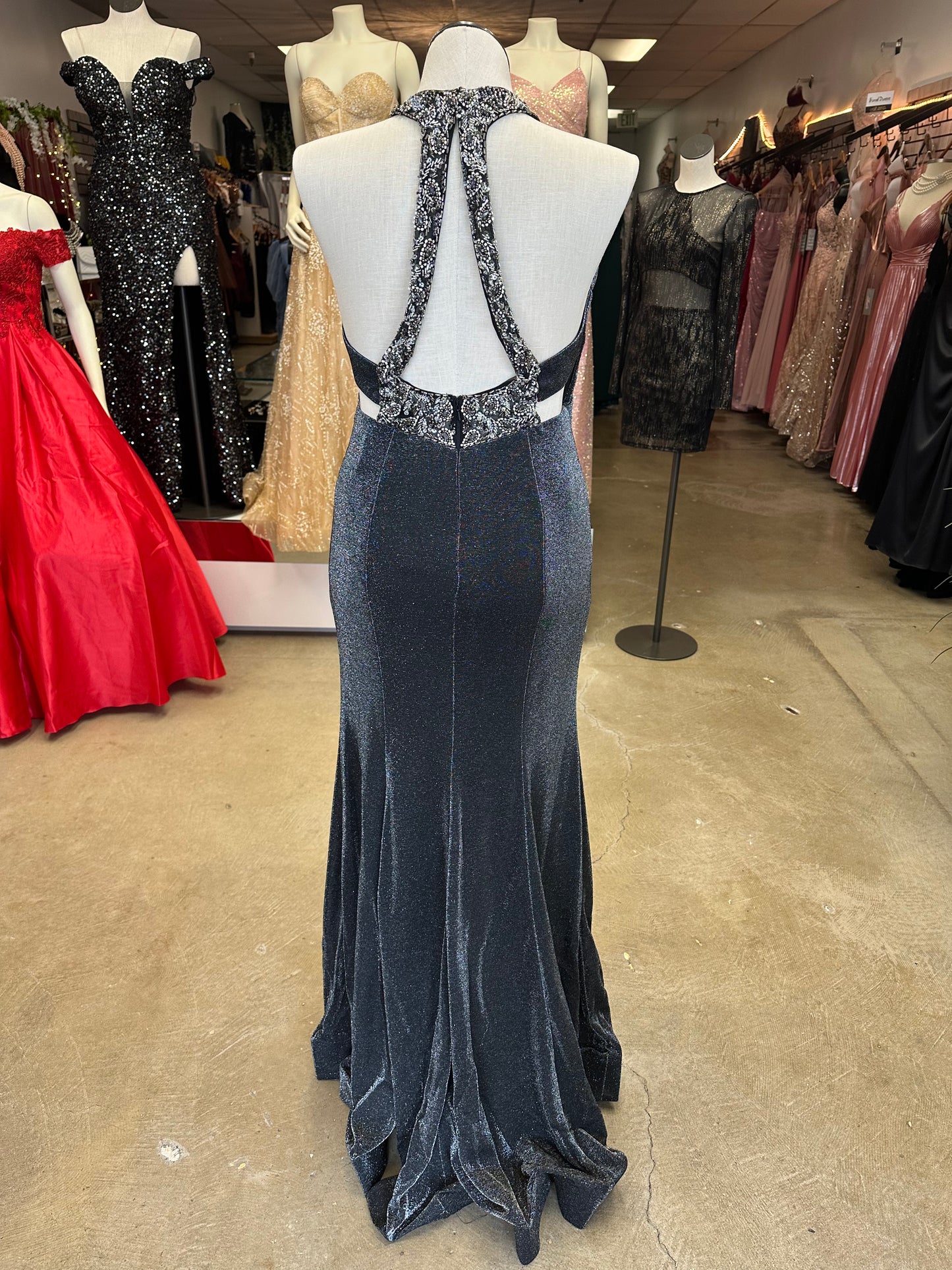 Charcoal Metallic Formal Dress