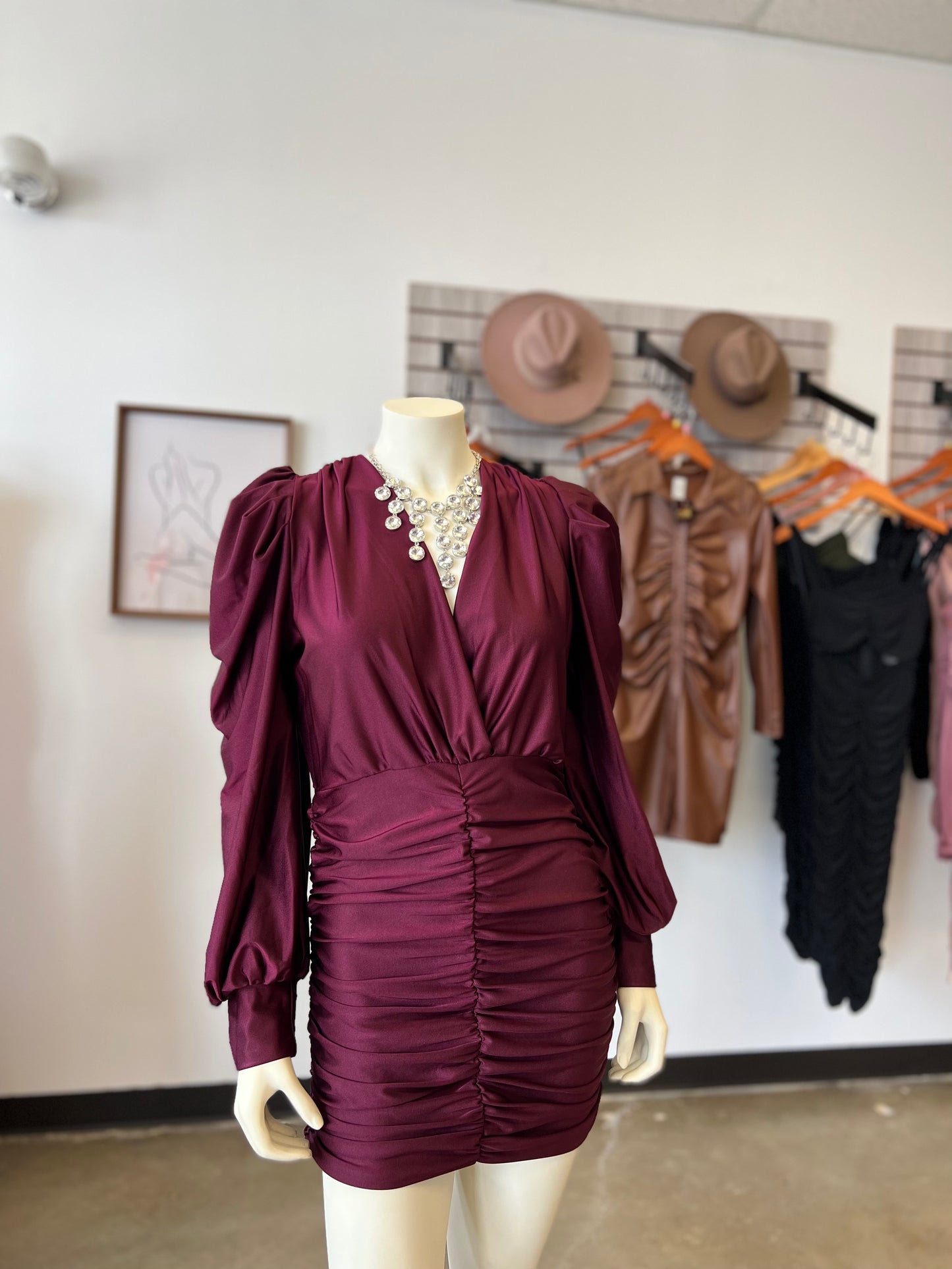 Burgundy Long-Sleeve Dress