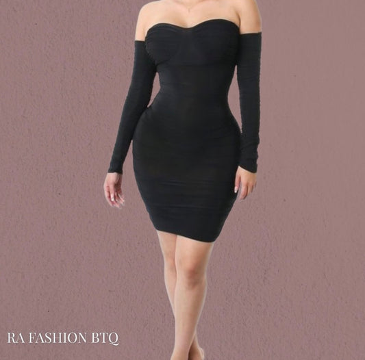 Noir Bodycon Long-Sleeve Dress