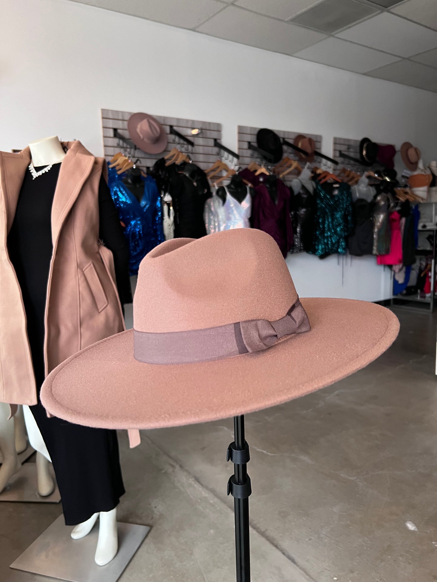 Pink/Brown Fedora Hat