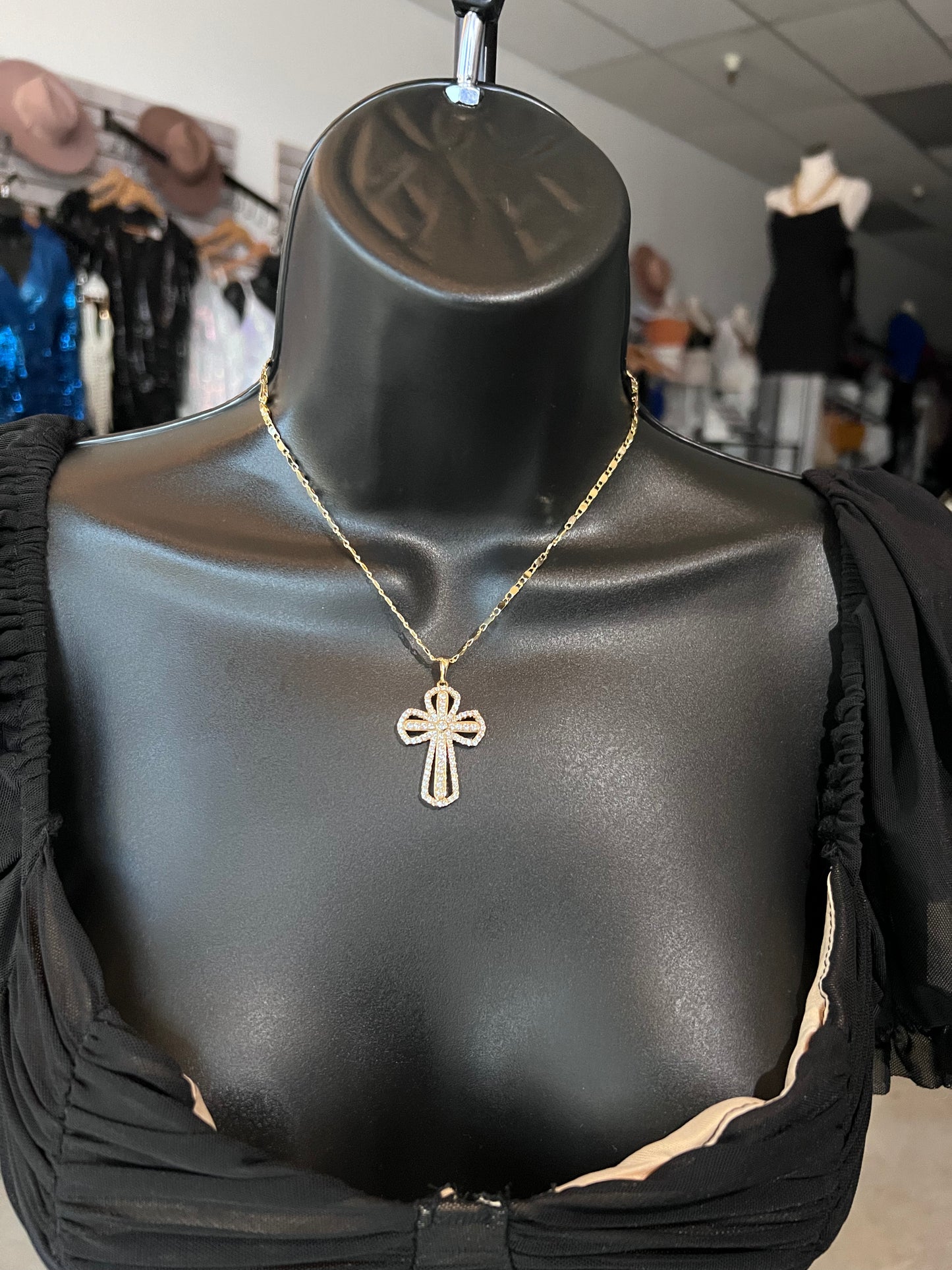 Laminated Gold Cross Pendant Necklace