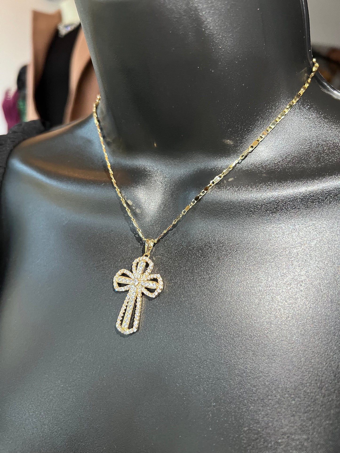 Laminated Gold Cross Pendant Necklace