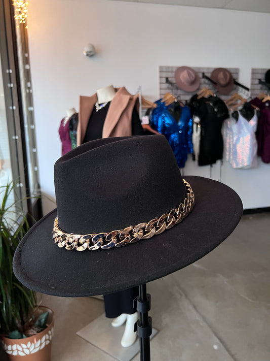 Chain Decor Fedora Hat