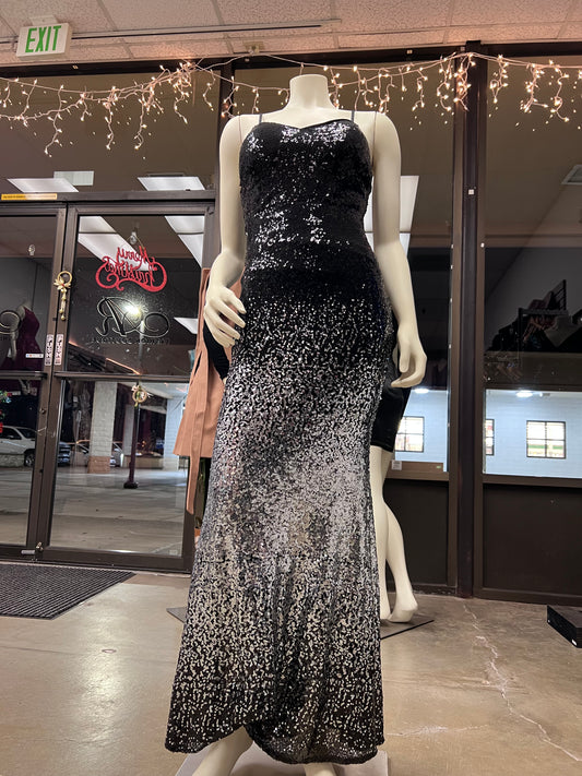 Black Silver Ombre Sequin Dress