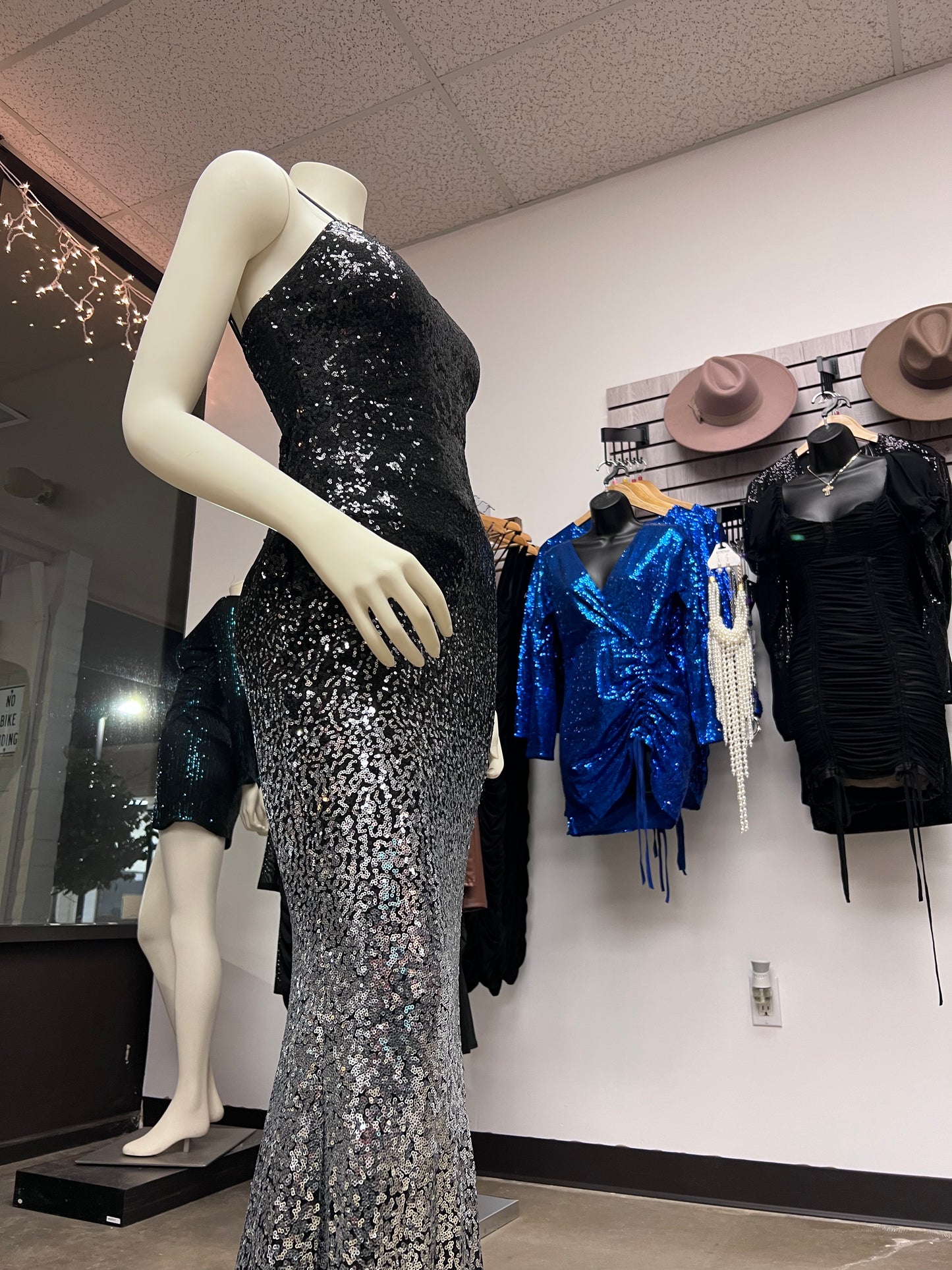 Black Silver Ombre Sequin Dress