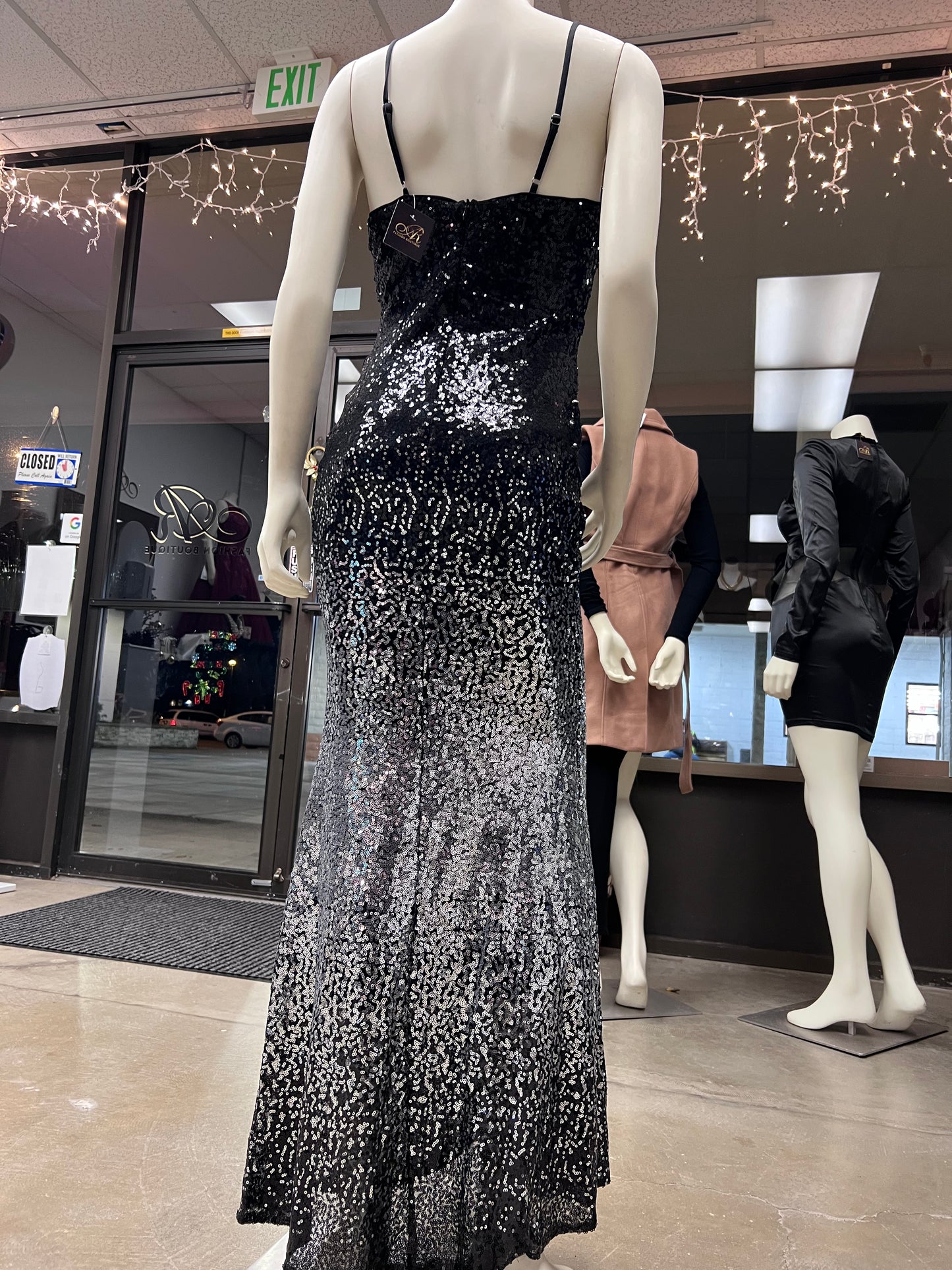 Black Silver Ombre Sequin Dress